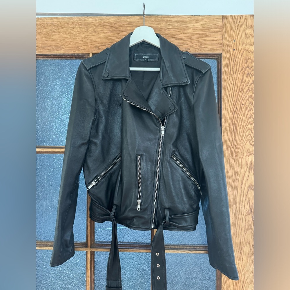 Quince leather biker jacket. Size Large